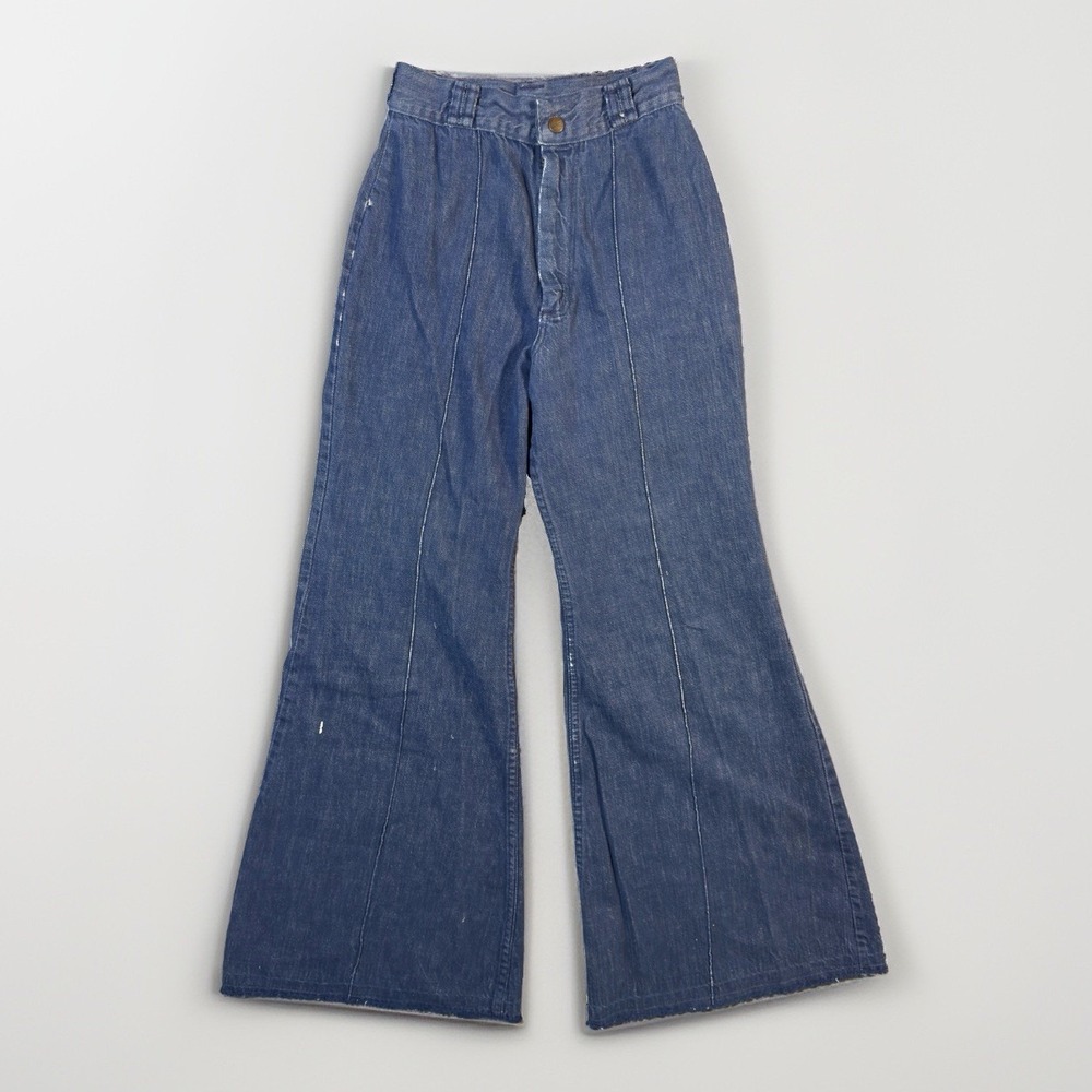 Vintage 70s Maverick Jeans Womens 11/12 High Rise Bell Bottom Flare USA Scovill